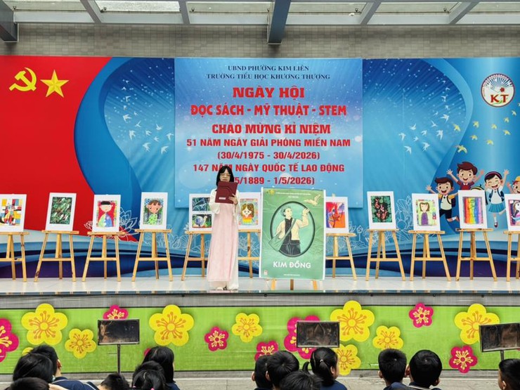 TRƯỜNG TIỂU HỌC KHƯƠNG THƯỢNG HƯỞNG ỨNG NGÀY HỘI ĐỌC SÁCH VÀ TRIỂN LÃM MỸ THUẬT SÁNG TẠO 2026- Ảnh 2.