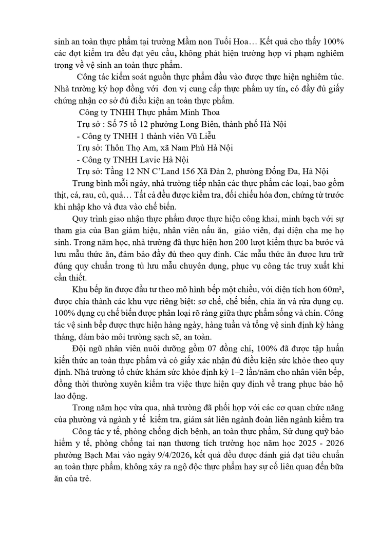 BÀI VIẾT  TĂNG CƯỜNG GIÁM SÁT CÔNG TÁC ĐẢM BẢO AN TOÀN THỰC PHẨM TẠI TRƯỜNG MẦM NON TUỔI HOA- Ảnh 2.