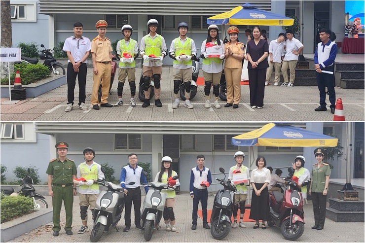 Tuyên truyền kiến thức pháp luật về trật tự, an toàn giao thông và kỹ năng lái xe an toàn cho hơn 2.100 học sinh trường THPT Phúc Lợi- Ảnh 4.