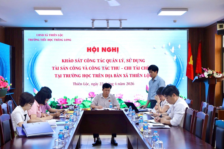 BAN KINH TẾ - NGÂN SÁCH HĐND XÃ THIÊN LỘC KHẢO SÁT CÔNG TÁC QUẢN LÝ, SỬ DỤNG TÀI SẢN CÔNG VÀ CÔNG TÁC THU - CHI TÀI CHÍNH TẠI TRƯỜNG TIỂU HỌC THĂNG LONG- Ảnh 1.