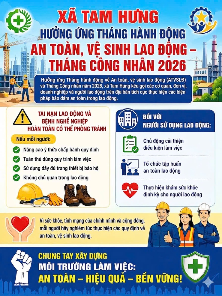 Tam Hưng phát động Tháng hành động về An toàn, vệ sinh lao động và Tháng Công nhân năm 2026: Hướng tới môi trường làm việc an toàn, hiện đại, nhân văn- Ảnh 1.