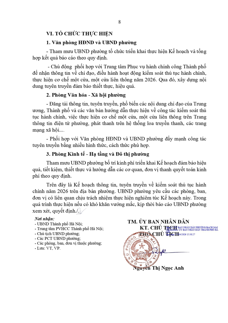 Kế hoạch 120/KH-UBND ngày 17/04/2026 của UBND phường Bạch Mai về Thông tin, tuyên truyền về kiểm soát thủ tục hành chính trên địa bàn phường Bạch Mai năm 2026 - Ảnh 8.