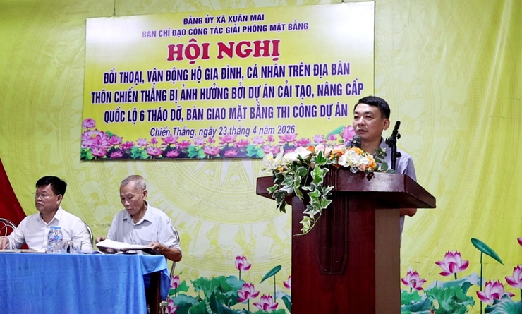 Xuân Mai đối thoại, vận động bàn giao mặt bằng dự án Quốc lộ 6 với hộ gia đình, cá nhân thôn Xuân Mai, Chiến Thắng- Ảnh 13.