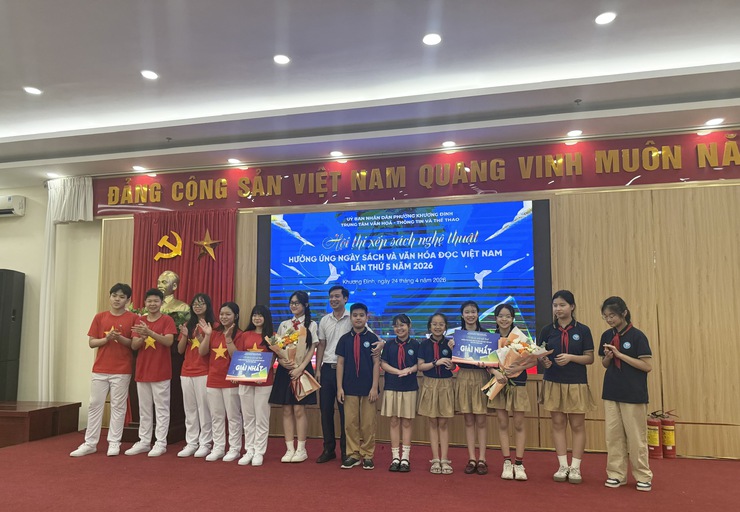 Phường Khương Đình tổ chức Hội thi xếp sách nghệ thuật hưởng ứng Ngày Sách và Văn hóa đọc Việt Nam năm 2026- Ảnh 3.