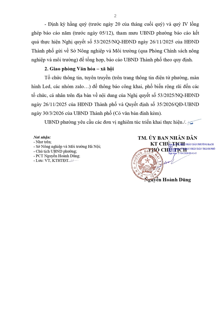 Công văn số 901/UBND-KTHTĐT ngày 17/04/2026 về việcTriển khai thực hiện Nghị quyết số 53/2025/NQ-HĐND ngày 26/11/2025 của HDND Thành phố và Quyết định số 35/2026/QĐ-UBND ngày 30/3/2026 của UBND Thành phố- Ảnh 2.