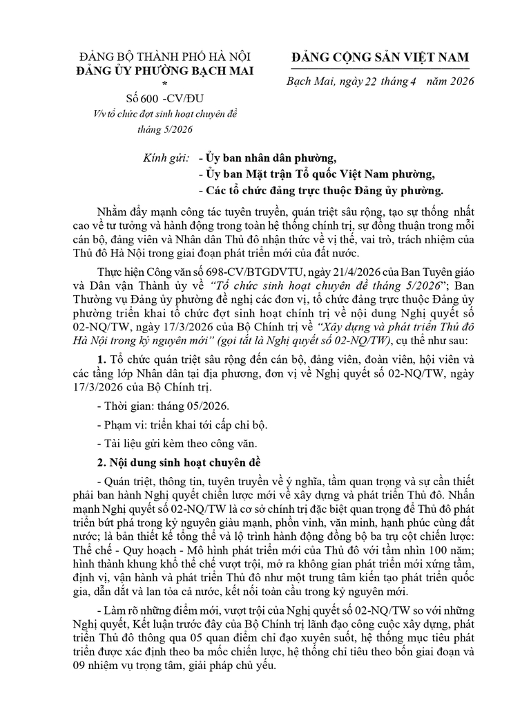 Tổ chức đợt sinh hoạt chuyên đề tháng 5/2026- Ảnh 1.