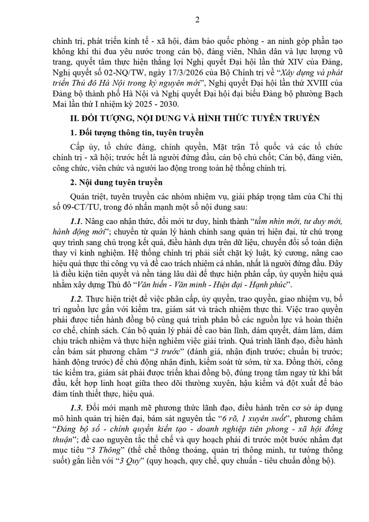 Hướng dẫn Tuyên truyền thực hiện Chỉ thị số 09-CT/TU, ngày 23/3/2026 của Ban Thường vụ Thành ủy- Ảnh 2.