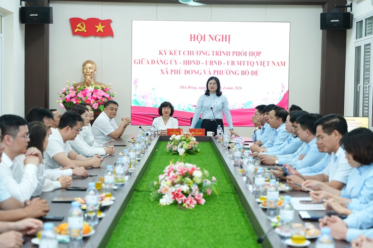 HỘI NGHỊ KÝ KẾT CHƯƠNG TRÌNH PHỐI HỢP GIỮA XÃ PHÙ ĐỔNG VÀ PHƯỜNG BỒ ĐỀ- Ảnh 2.