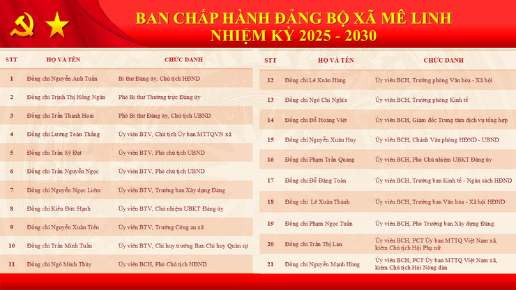 Giới thiệu bộ máy tổ chức của xã Mê Linh- Ảnh 3.