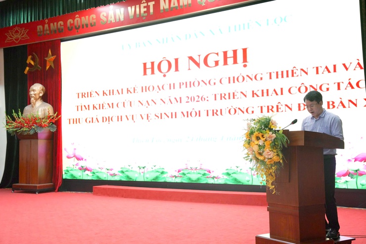 Hội nghị triển khai Kế hoạch phòng chống thiên tai và tìm kiếm cứu nạn năm 2026; triển khai công tác thu giá dịch vụ vệ sinh môi trường trên địa bàn xã- Ảnh 8.