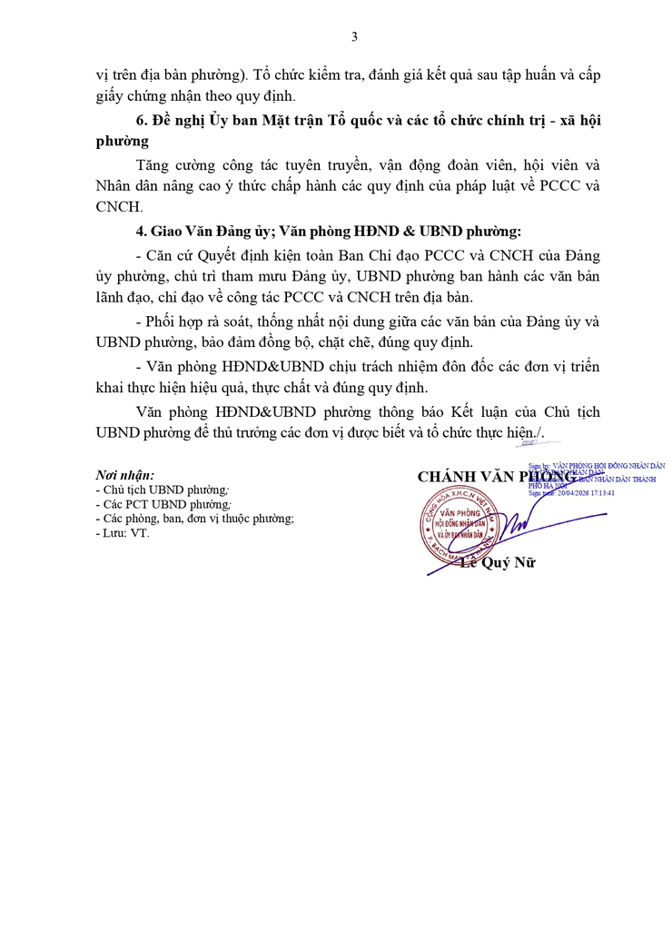 Thông báo Kết luận của Chủ tịch UBND phường tại cuộc họp Ban chỉ đạo thực hiện công tác PCCC và CNCH- Ảnh 3.