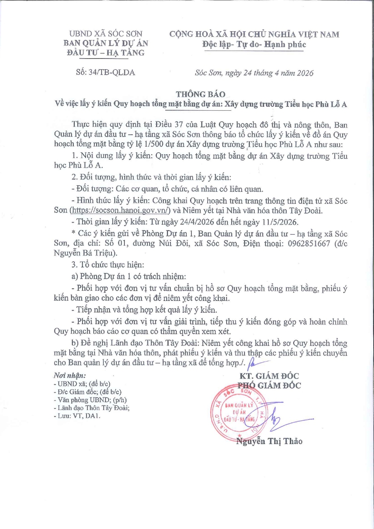 LẤY Ý KIẾN QUY HOẠCH TỔNG MẶT BẰNG DỰ ÁN XÂY DỰNG TRƯỜNG TIỂU HỌC PHÙ LỖ A- Ảnh 1.
