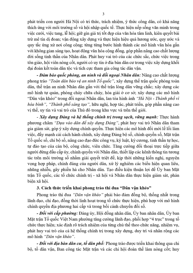 Kế hoạch Tổ chức quán triệt và triển khai thực hiện Chỉ thị số 10-CT/TU, ngày 25/3/2026 của Ban Thường vụ Thành ủy Hà Nội về "Nâng cao chất lượng, hiệu quả phong trào thi đua Dân vận khéo trong tình hình mới"- Ảnh 3.