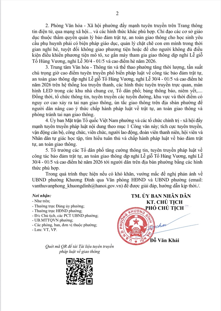 Tăng cường tuyên truyền pháp luật bảo đảm trật tự, an toàn giao thông phục vụ Nhân dân dịp Giỗ Tổ Hùng Vương, 30/4 – 01/5 và cao điểm hè 2026- Ảnh 2.