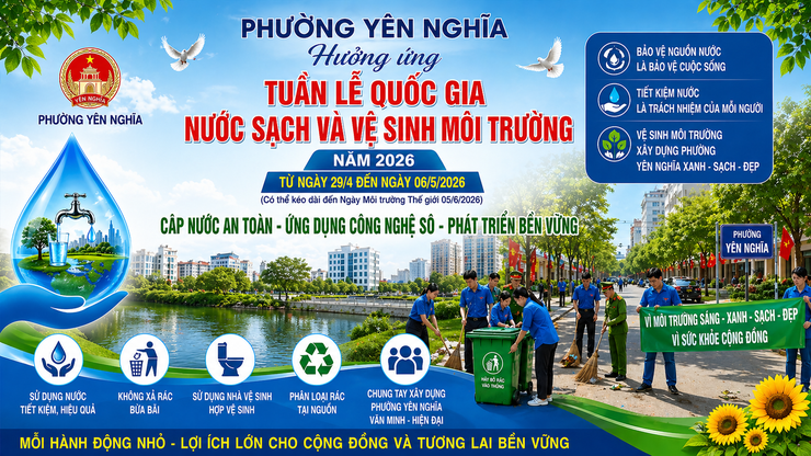 Phường Yên Nghĩa hưởng ứng Tuần lễ Quốc gia Nước sạch và Vệ sinh môi trường năm 2026- Ảnh 1.