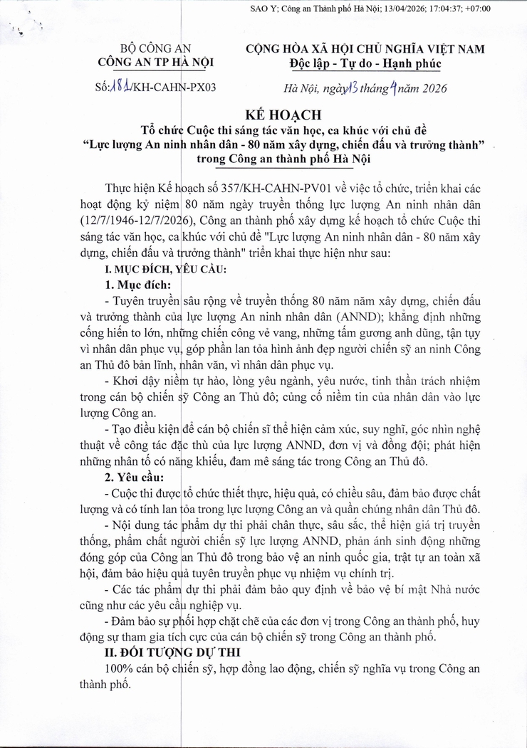 UBND phường Phú Diễn công khai Kế hoạch tổ chức Cuộc thi sáng tác văn học, ca khúc với chủ đề 