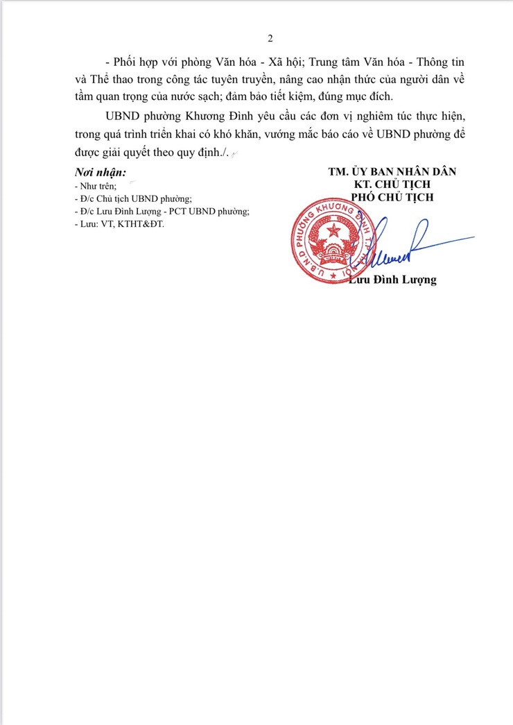 Phường Khương Đình triển khai nội dung đảm bảo công tác nước sạch trên địa bàn- Ảnh 2.