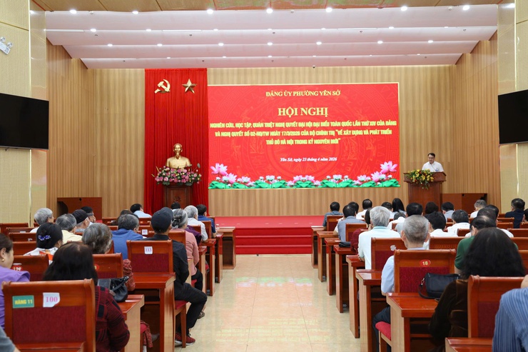 Đảng ủy phường Yên Sở tổ chức hội nghị tuyên truyền, vận động thực hiện Nghị quyết Đại hội đại biểu toàn quốc lần thứ XIV của Đảng và quán triệt, tuyên truyền, tổ chức thực hiện Nghị quyết 02-NQ/TW - Ảnh 1.