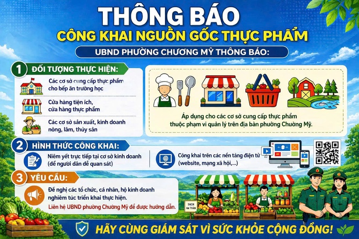 Thông báo công khai nguồn gốc thực phẩm nông lâm thủy sản trên địa bàn phường Chương Mỹ- Ảnh 1.