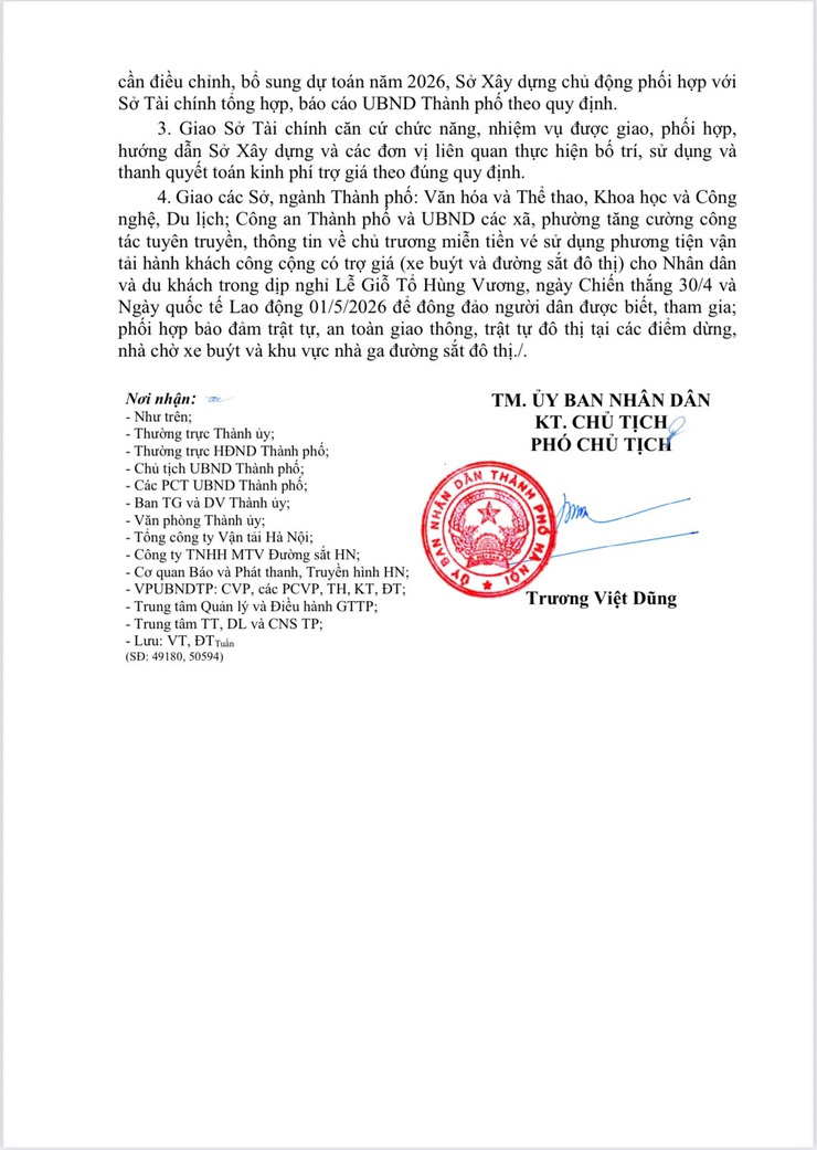 Hà Nội miễn phí vé xe buýt, đường sắt đô thị phục vụ Nhân dân dịp Giỗ Tổ Hùng Vương, 30/4 và 01/5/2026- Ảnh 2.