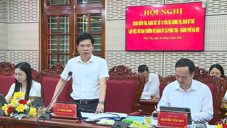 Đoàn kiểm tra, giám sát số 10 của Bộ Chính trị, Ban Bí thư làm việc với Ban Thường vụ Đảng uỷ xã Phúc Thọ- Ảnh 7.