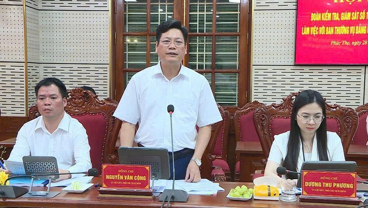 Đoàn kiểm tra, giám sát số 10 của Bộ Chính trị, Ban Bí thư làm việc với Ban Thường vụ Đảng uỷ xã Phúc Thọ- Ảnh 5.