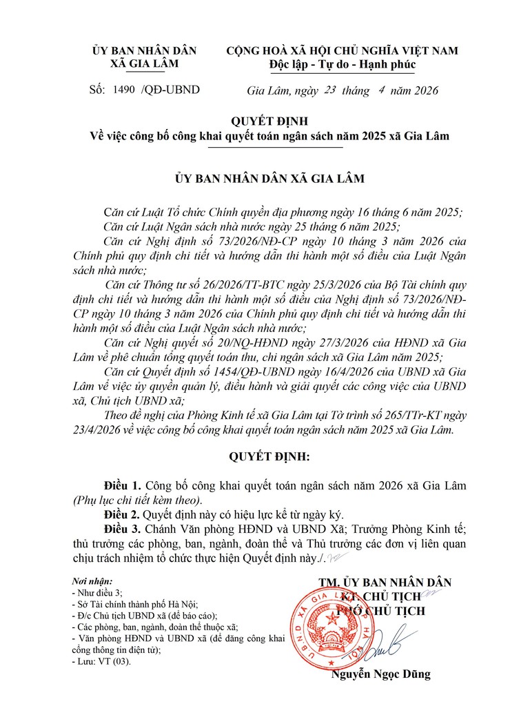 Công khai quyết toán ngân sách năm 2025 xã Gia Lâm- Ảnh 1.