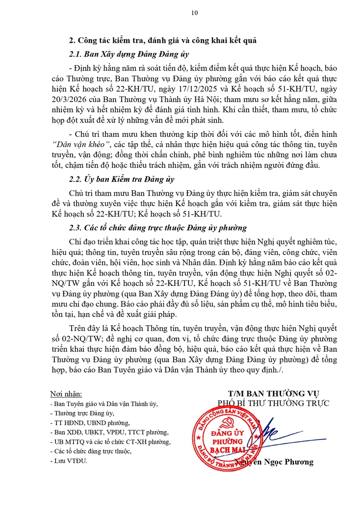 Kế hoạch 76-KH/ĐU ngày 22/04/2026 của Đảng uỷ phường Bạch Mai về Thông tin, tuyên truyền, vận động thực hiện Nghị quyết số 02-NQ/TW, ngày 17/3/2026 của Bộ Chính trị về xây dựng và phát triển Thủ đô Hà Nội trong kỷ nguyên mới- Ảnh 10.