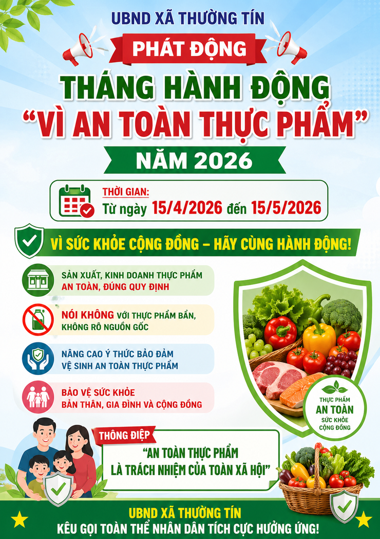 UBND xã Thường Tín triển khai "Tháng hành động vì an toàn thực phẩm" năm 2026- Ảnh 1.