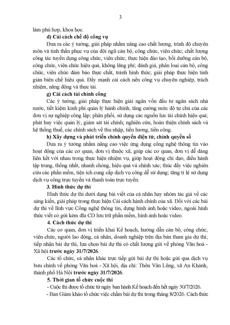 Cuộc thi "Tìm kiếm ý tưởng, giải pháp về Cải cách hành chính xã An Khánh năm 2026"- Ảnh 3.