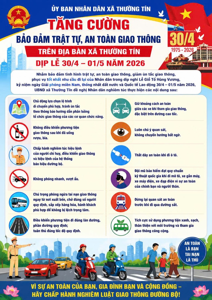 Xã Thường Tín tăng cường bảo đảm trật tự, an toàn giao thông dịp lễ 30/4 – 01/5/2026- Ảnh 1.
