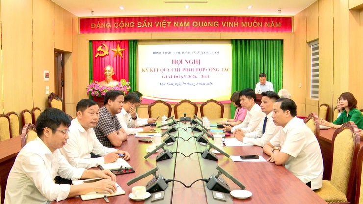 Hội đồng nhân dân, Ủy ban nhân dân - Ủy ban Mặt trận Tổ quốc Việt Nam xã Thư Lâm tổ chức Hội nghị ký kết Quy chế phối hợp công tác giai đoạn 2026 – 2031- Ảnh 1.