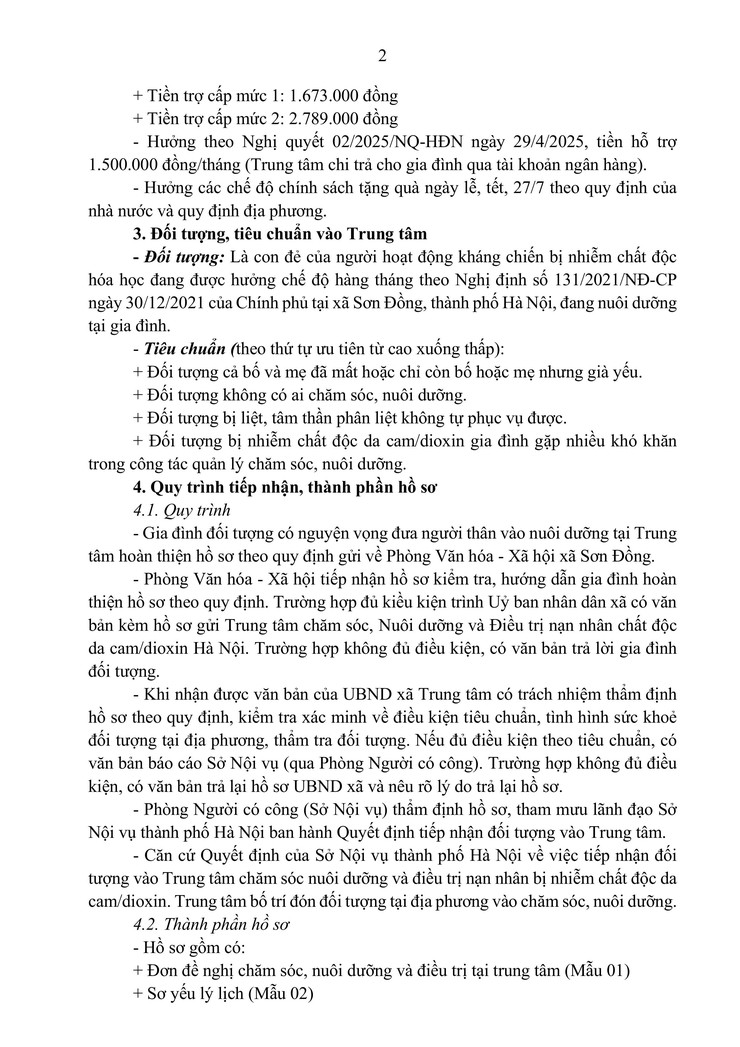 Thông báo tiếp nhận đối tượng vào Trung tâm chăm sóc, nuôi dưỡng và điều trị nạn nhân nhiễm chất độc da cam/dioxin tại Hà Nội- Ảnh 2.