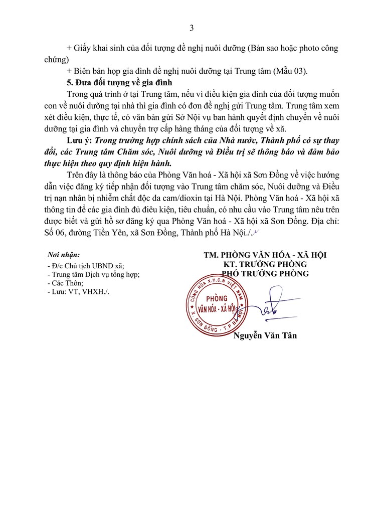 Thông báo tiếp nhận đối tượng vào Trung tâm chăm sóc, nuôi dưỡng và điều trị nạn nhân nhiễm chất độc da cam/dioxin tại Hà Nội- Ảnh 3.