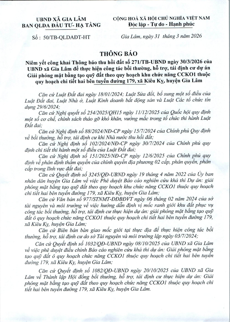 Thông báo niêm yết công khai Thông báo thu hồi đất- Ảnh 1.