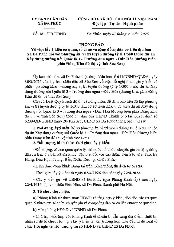 THÔNG BÁO LẤY Ý KIẾN CƠ QUAN, TỔ CHỨC VÀ CỘNG ĐỒNG DÂN CƯ- Ảnh 1.