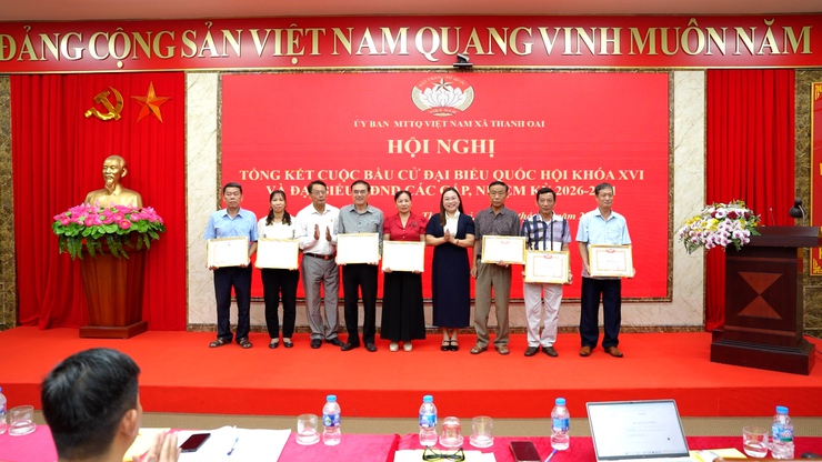 Ủy ban MTTQ xã Thanh Oai tổng kết công tác Mặt trận tham gia bầu cử- Ảnh 8.