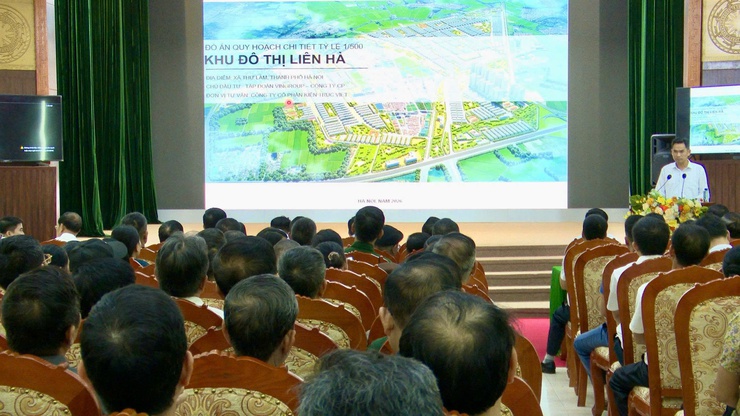 UBND XÃ THƯ LÂM TỔ CHỨC HỘI NGHỊ LẤY Ý KIẾN CỘNG ĐỒNG DÂN CƯ VỀ ĐỒ ÁN QUY HOẠCH CHI TIẾT TỶ LỆ 1/500 KHU ĐÔ THỊ LIÊN HÀ- Ảnh 1.