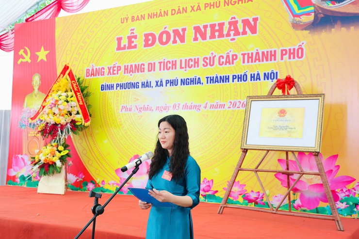 Lễ đón nhận Bằng xếp hạng di tích lịch sử - nghệ thuật cấp Thành phố đình Phương Hài, xã Phú Nghĩa- Ảnh 8.