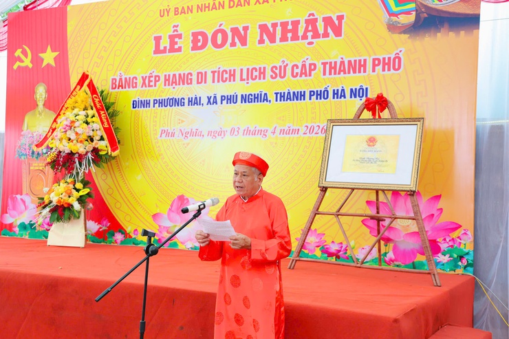 Lễ đón nhận Bằng xếp hạng di tích lịch sử - nghệ thuật cấp Thành phố đình Phương Hài, xã Phú Nghĩa- Ảnh 9.