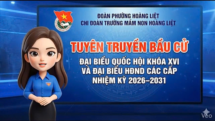Chi đoàn Trường Mầm non Hoàng Liệt ra mắt công trình thanh niên chuyển đổi số với sản phẩm “Bản tin AI” tuyên truyền ngày bầu cử.- Ảnh 1.
