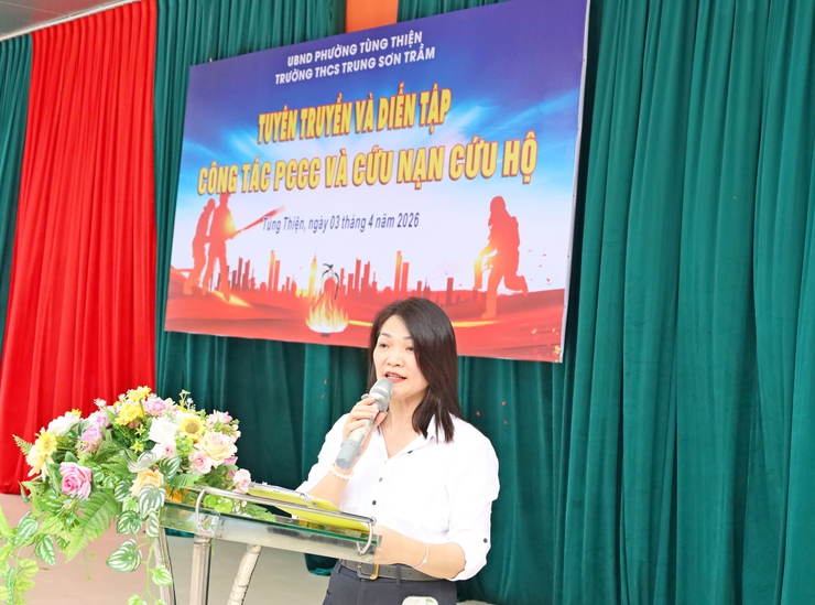 Trường THCS Trung Sơn Trầm tuyên truyền và diễn tập phòng cháy, chữa cháy, cứu  cứu hộ năm 2026- Ảnh 2.