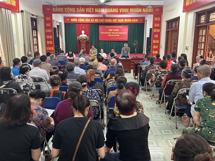 Xã Đại Thanh triển khai chủ trương thu hồi đất thực hiện dự án Khu đô thị thể thao Olympic tại thôn Quỳnh Đô và Ích Vịnh.- Ảnh 1.