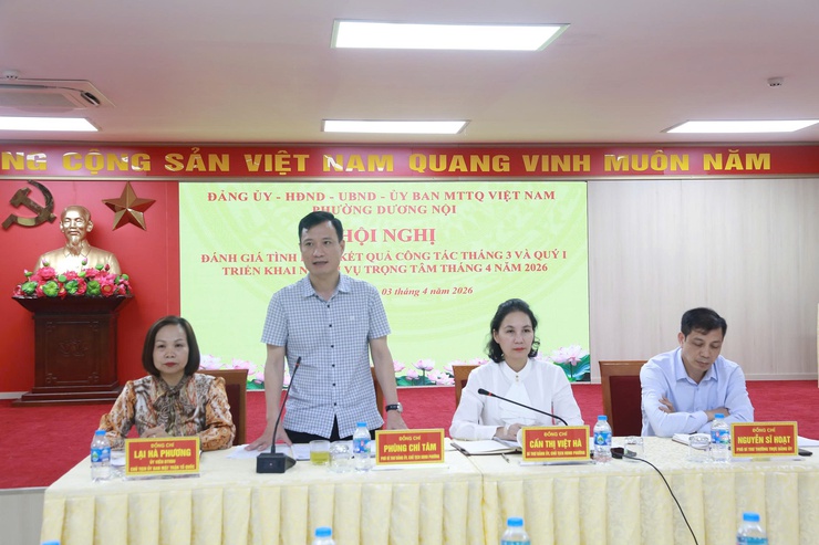 Đảng uỷ - HĐND - UBND - Uỷ ban MTTQ phường Dương Nội tổ chức giao ban đánh giá kết quả quý I, triển khai phương hướng nhiệm vụ tháng 4- Ảnh 4.