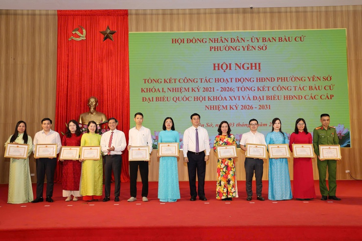 HĐND phường Yên Sở tổ chức Hội nghị tổng kết công tác hoạt động HĐND khóa I, nhiệm kỳ 2021–2026 và tổng kết cuộc bầu cử đại biểu Quốc hội khóa XVI, đại biểu HĐND các cấp nhiệm kỳ 2026–2031.- Ảnh 5.