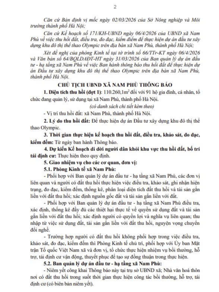 Thông báo số 225/TB-UBND ngày 06/4/2026 của UBND xã  Nam Phù- Ảnh 2.