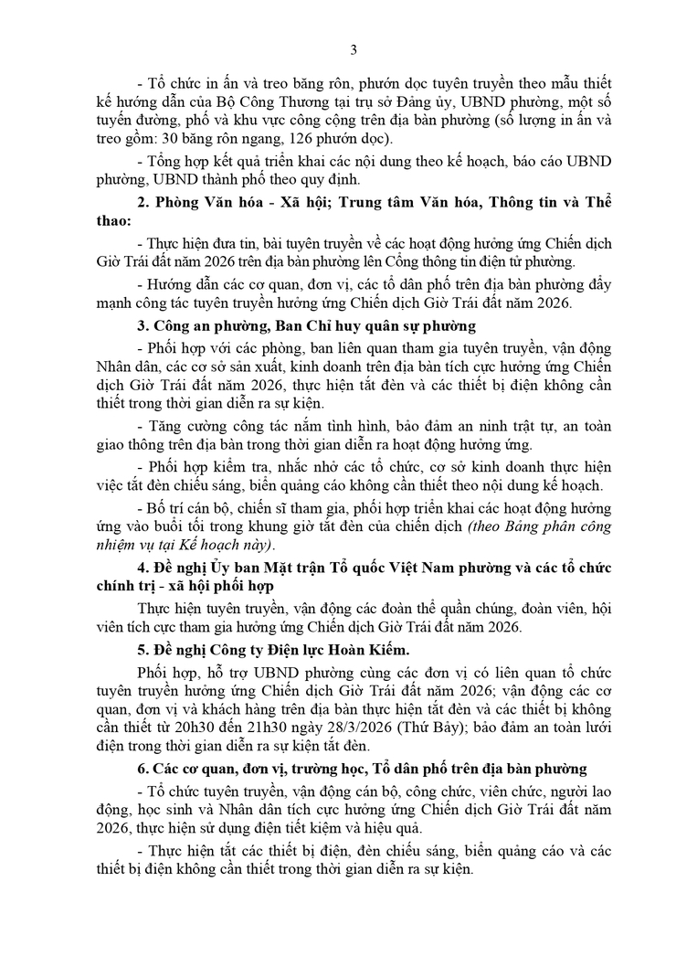 Phường Hồng Hà tích cực hưởng ứng Chiến dịch Giờ Trái đất năm 2026- Ảnh 3.