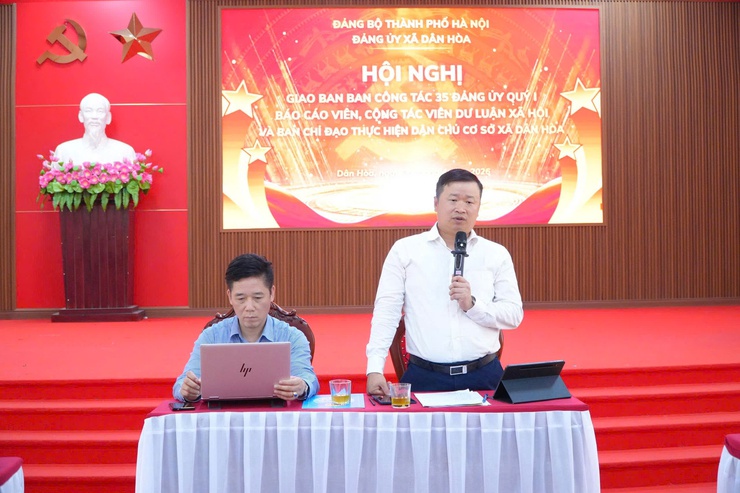 HỘI NGHỊ GIAO BAN BAN CÔNG TÁC 35 ĐẢNG ỦY QUÝ 1 BÁO CÁO VIÊN, CỘNG TÁC VIÊN DƯ LUẬN XÃ HỘI, VÀ BAN CHỈ ĐẠO THỰC HIỆN DÂN CHỦ CƠ SỞ XÃ DÂN HÒA- Ảnh 8.