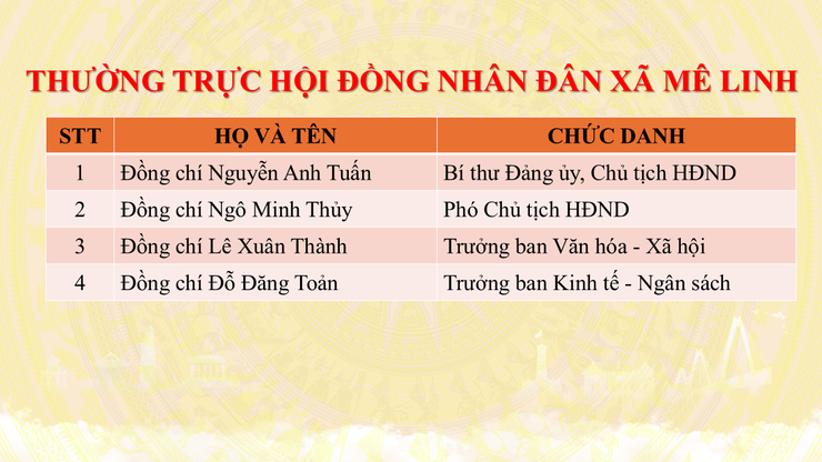 Giới thiệu bộ máy tổ chức của xã Mê Linh- Ảnh 4.