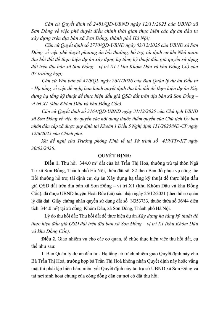 Quyết định về việc thu hồi đấy để thực hiện dự án trên địa bàn xã Sơn Đồng- Ảnh 11.